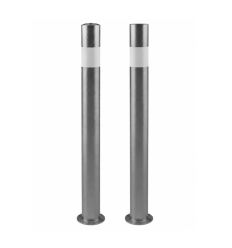 Potelet inox sur platine avec bande réfléchissante blanche, tête plate ou bombée, pour délimiter les zones urbaines