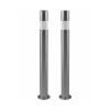 Potelet inox sur platine avec bande réfléchissante blanche, tête plate ou bombée, pour délimiter les zones urbaines