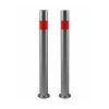 Potelet inox 304L sur platine, bande réfléchissante rouge, fixation rapide et résistant aux chocs et à la corrosion