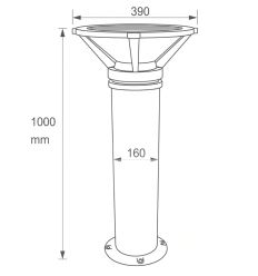Dimensions de la borne solaire 100 cm en aluminium anti-salin avec détecteur