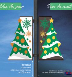 Déco rétroréfléchissante Sapin de Noël avec luminosité de jour comme de nuit
