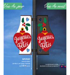 Décoration rétroréfléchissante Joyeuses Fêtes lumineux jour et nuit