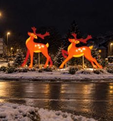 Mise en situation décoration rétroréfléchissante Rennes de Noël
