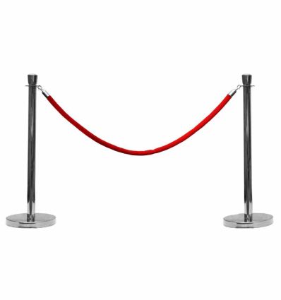 Poteau de guidage corde​ rouge poteau acier argenté