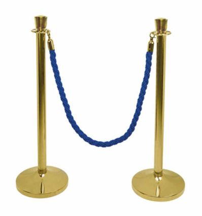 Poteau de guidage doré avec corde bleu