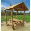 Table de pique nique couverte avec toit en bois résineux PEFC