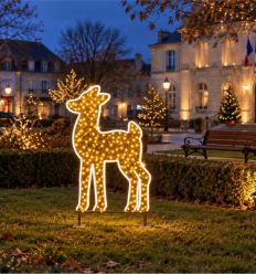 mise en situation décoration lumineuse Noël extérieur faon