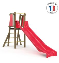 Toboggan professionnel bois avec glissière PEHD - Hauteur 0,9 à 1,3 m