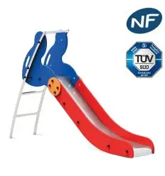Toboggan pour aire de jeux collectivité en inox- Hauteur 1,83 à 2,23 m