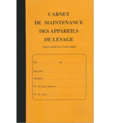 Carnet de maintenance des appareils et accessoires de levage Elve