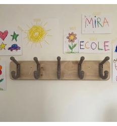 Lisse murale bois patères école