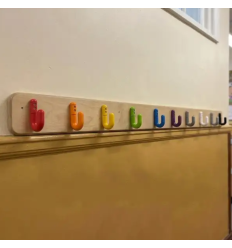 Lisse murale bois scolaire pour patères non inclus