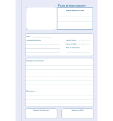 Cahier de fiches d'intervention technique et maintenance