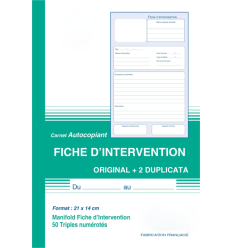 Carnet de bons d'intervention technique et entretien