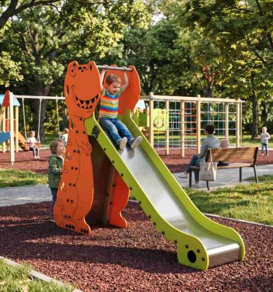 Mise en situation Toboggan Dinosaure pour parc