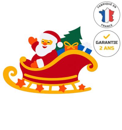 Décor de noël rétro-réfléchissant à poser au sol - Traineau du Père Noël