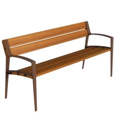 Banc public extérieur design en bois tropical marron