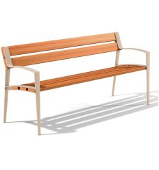 Banc public extérieur design en bois tropical crème