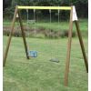 Mise en situation portique en bois double balançoire pour collectivité