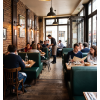 Banquette pour restaurant en simili cuir lisse