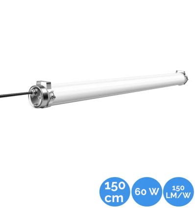 Luminaire tubulaire LED IP69K étanche 150 cm