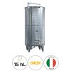 Cuve vinicole en inox 15 hL à fond bombé. Avec chapeau flottant et potence