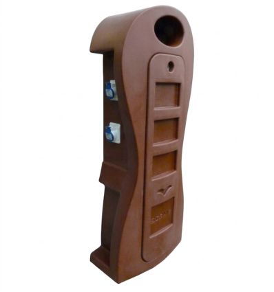 Borne de camping polyéthylène brune 4 prises