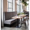 Banquette en velours gris pour restaurant