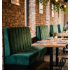 Banquette pour restaurant en ignifuge en velours vert forêt