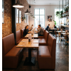 Banquette restaurant en simili cuir lisse marron