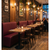 Banquette pour restaurant couleur grenade avec rayures