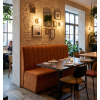 Banquette pour restaurant en velours Cognac