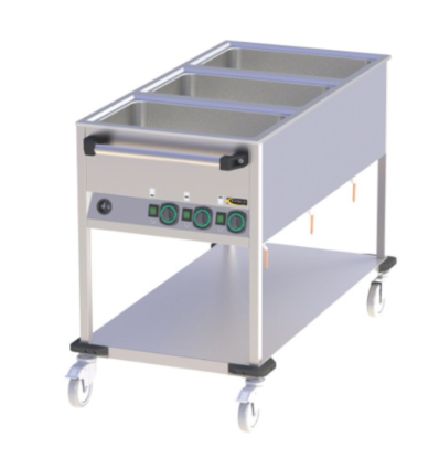 Chariot bain marie avec 3 cuves Chariot bain marie avec 3 cuves