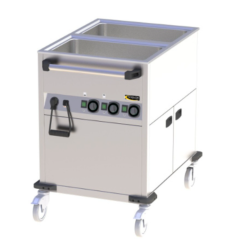 Chariot bain marie à 2 cuves avec réserve chaude