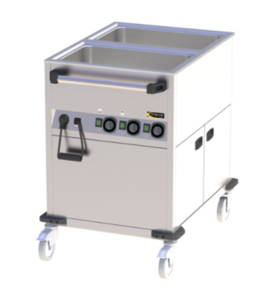 Chariot bain marie à 2 cuves avec réserve chaude