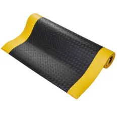 Rouleau revetement de sol noir et jaune antifatigue