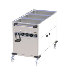 chariot bain marie réserve chaude 3 cuves