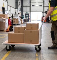 Chariot à dossier fixe avec plateau en bois