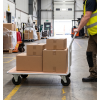 Chariot à dossier fixe avec plateau en bois