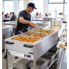 Mise en scène du chariot bain marie à 3 bacs cuve commune