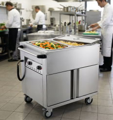 Mise en situation du chariot bain marie avec réserve