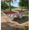 Mise en situation table de ping pong terre de sienne pour extérieur