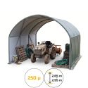 Photo : Abri agricole tunnel de stockage - 250µ STANDARD 4 m - 4 m - Pieds amarres à terre - Pour sol terre