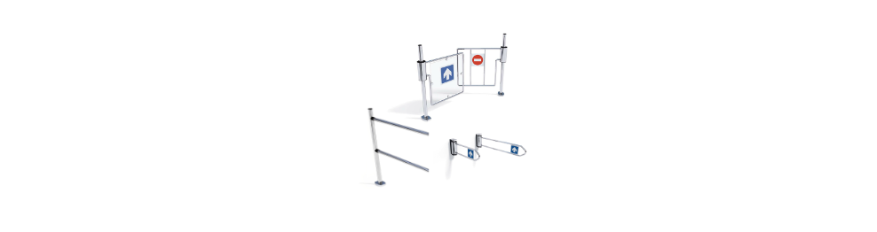 Portillon de magasin et éléments de guidage